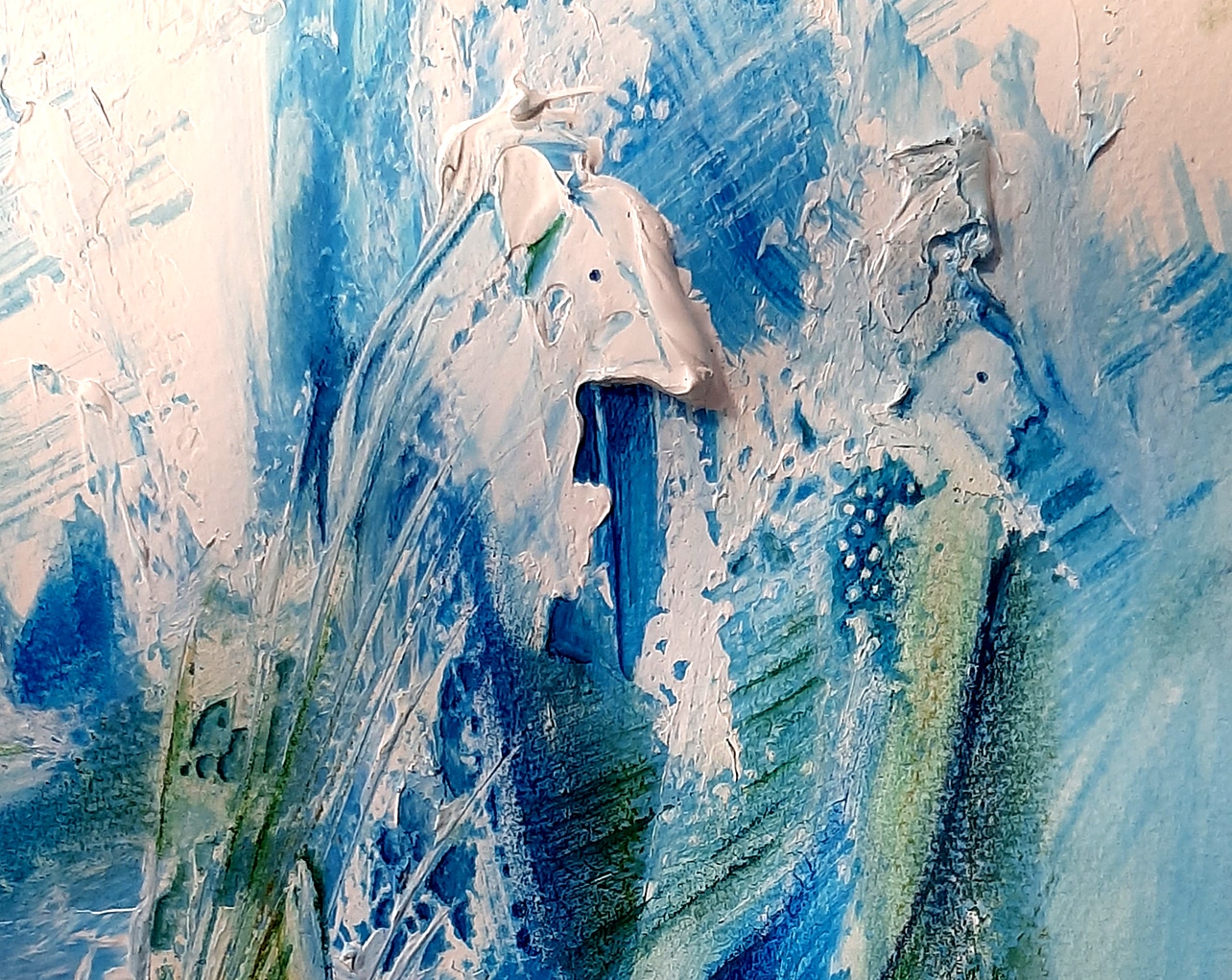 Le voyage du Prince - toile en acrylique et crayon - tons bleu et blanc