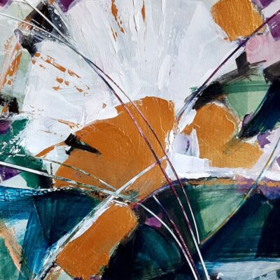 Sur toile encollée, en acrylique, plus rajout d'or et collage de papier.
