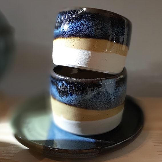Tasses pour café avec émail collection "Eclypse de lune"